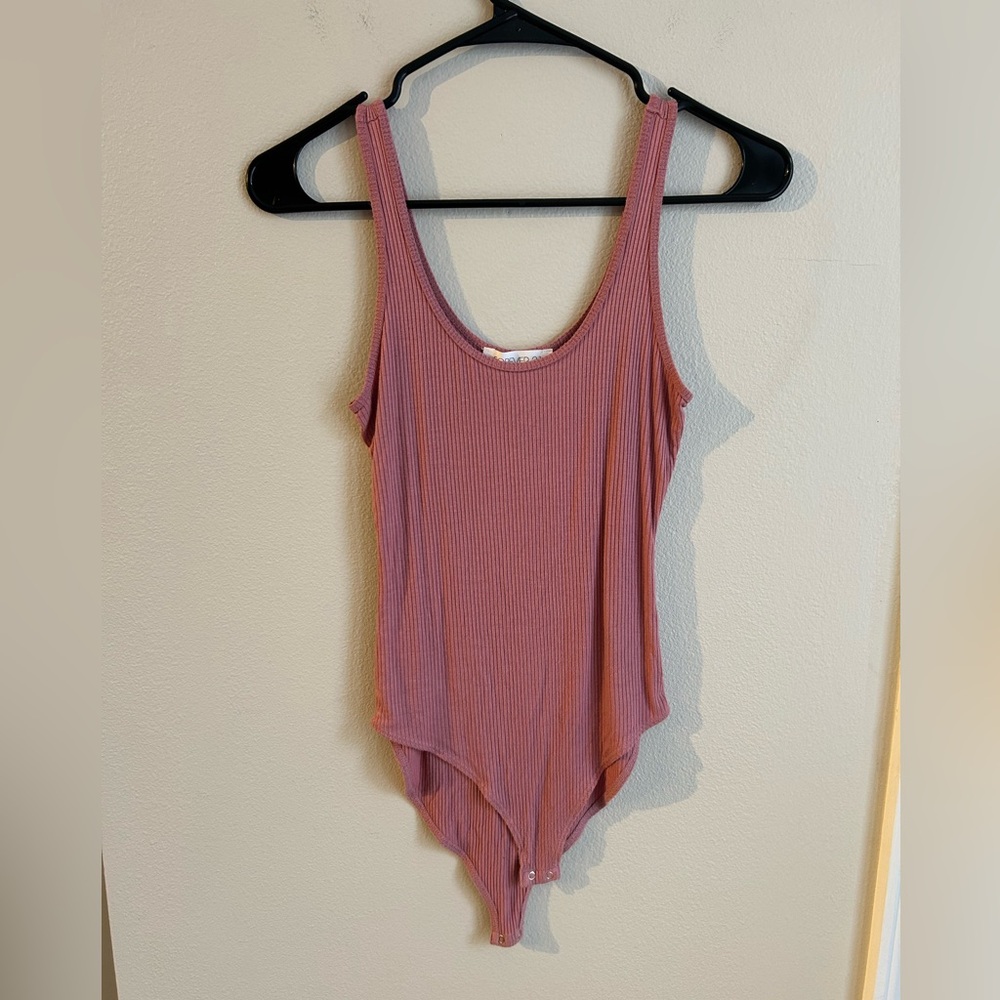 Forever 21 Pink Ribbed Tank Top Bodysuit Size S Small